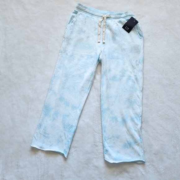 GAP Pants - Gap Tie-Dye Sweatpants, Womens Medium, NWT, White and Blue, Relaxed fit wide leg